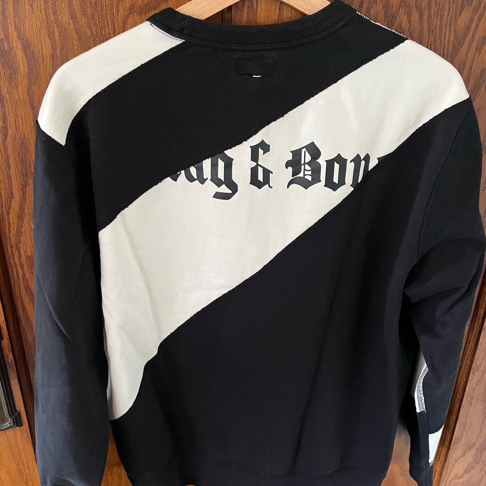 Rag & Bone Black and White Colorblock Cotton Crewneck Sweatshirt Like New size M - Picture 7 of 10